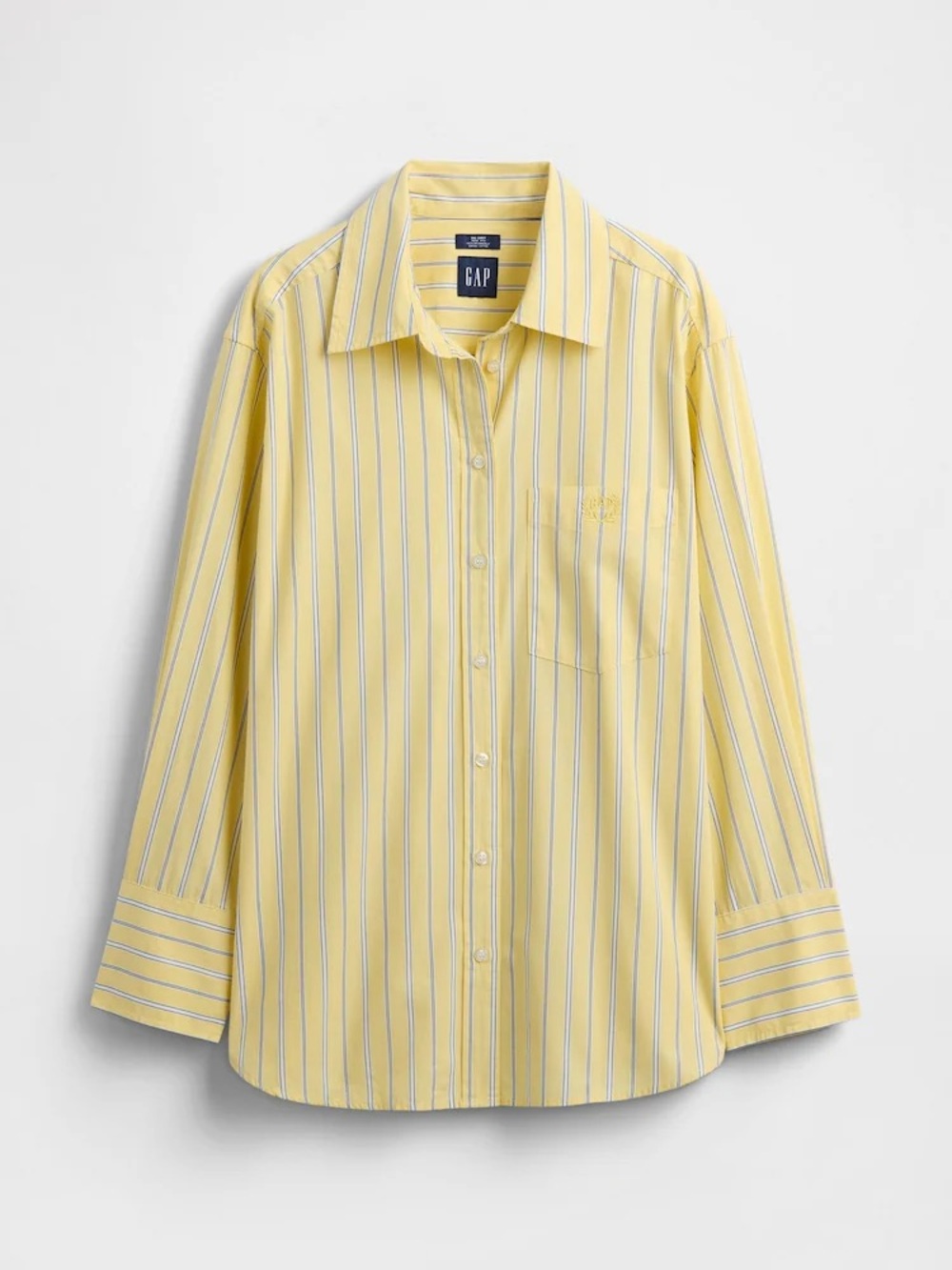 NEW 100% Cotton Gap Poplin ‘The Big Shirt’ in Butter Yellow Stripe, size M